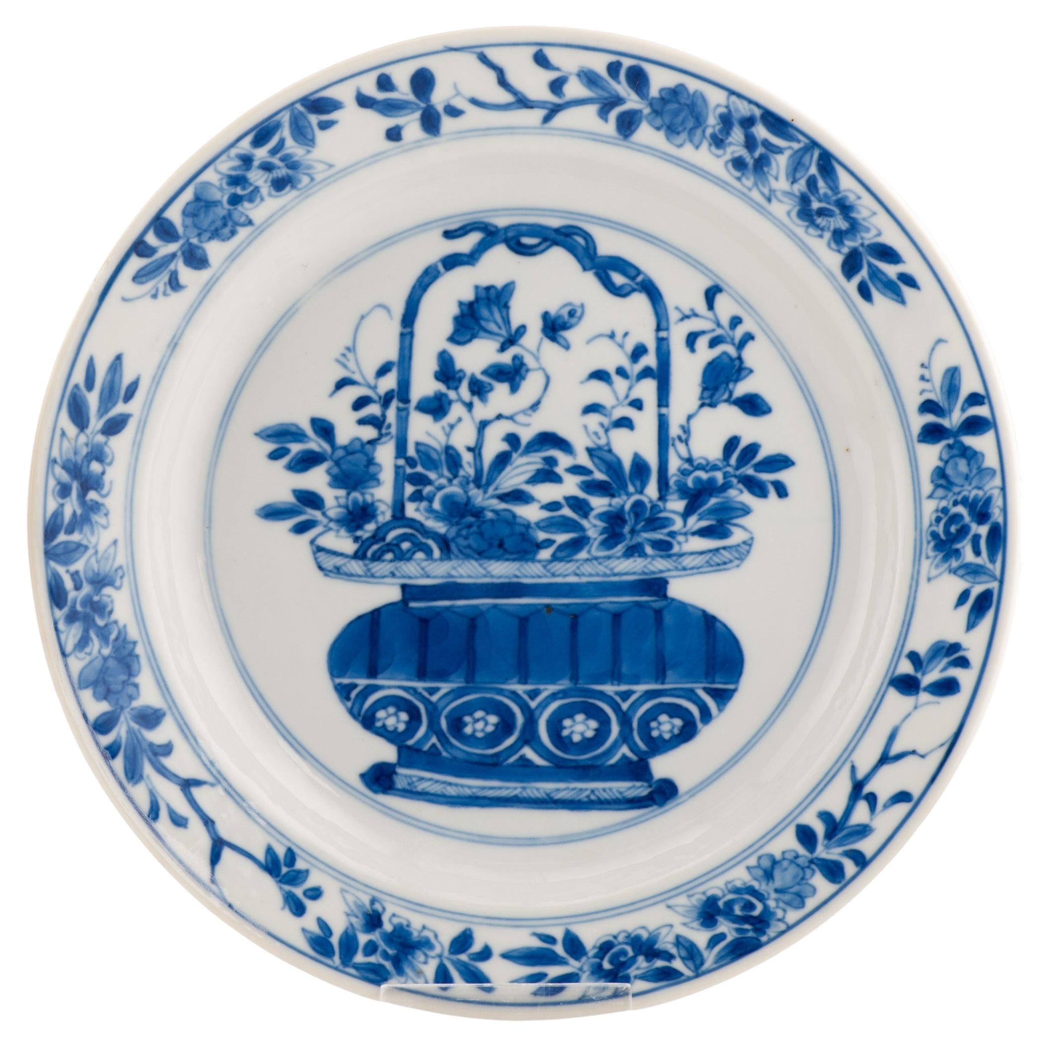 Antique 1680-1700 Chinese Porcelain Plate Kangxi Blue White Chenghua Mark