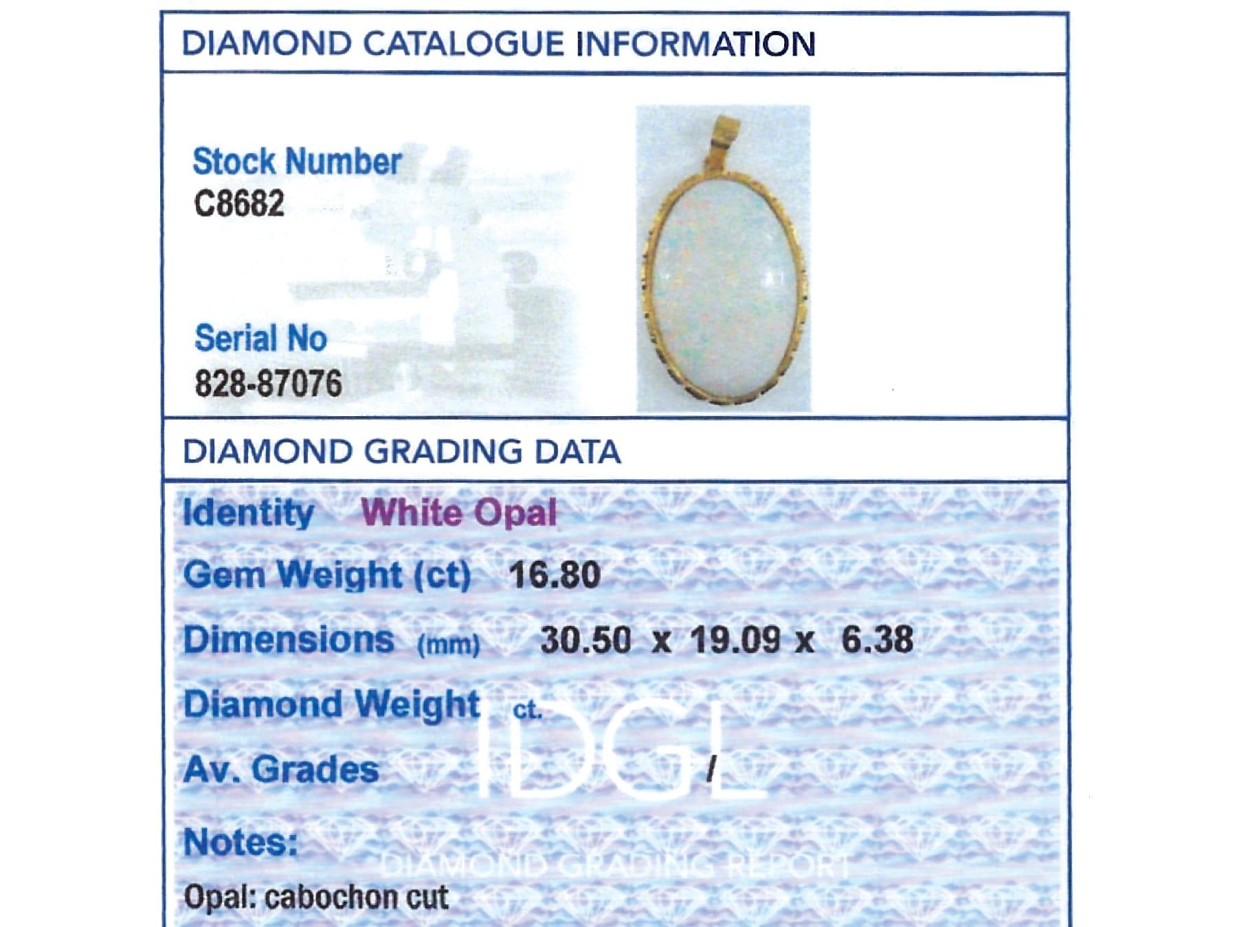 Antique 16.80Ct Opal and 18k Yellow Gold Pendant Circa 1910 3