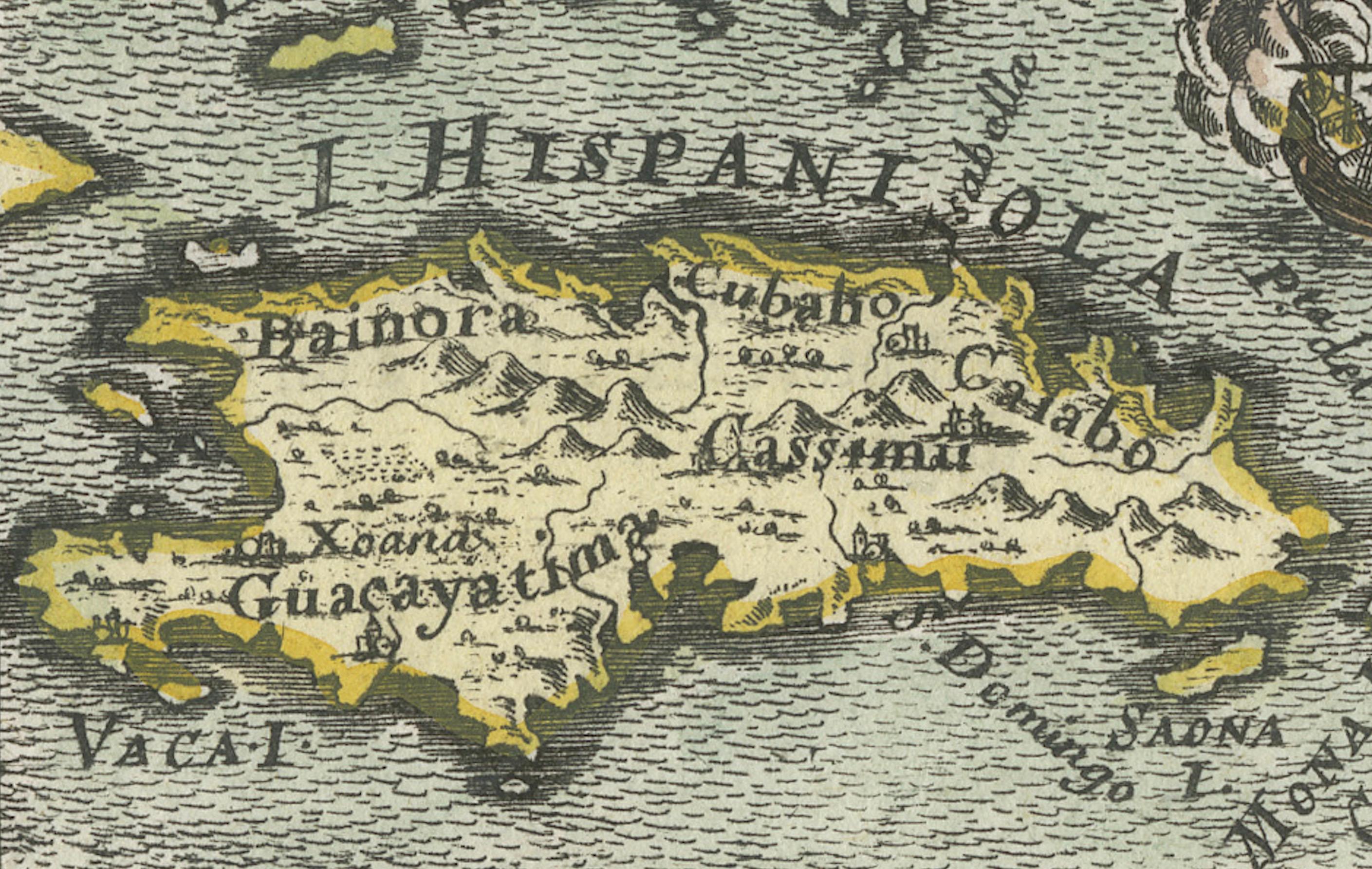 Engraved Antique 1683 Map of Hispaniola and Puerto Rico in the Caribbean by Mallet For Sale
