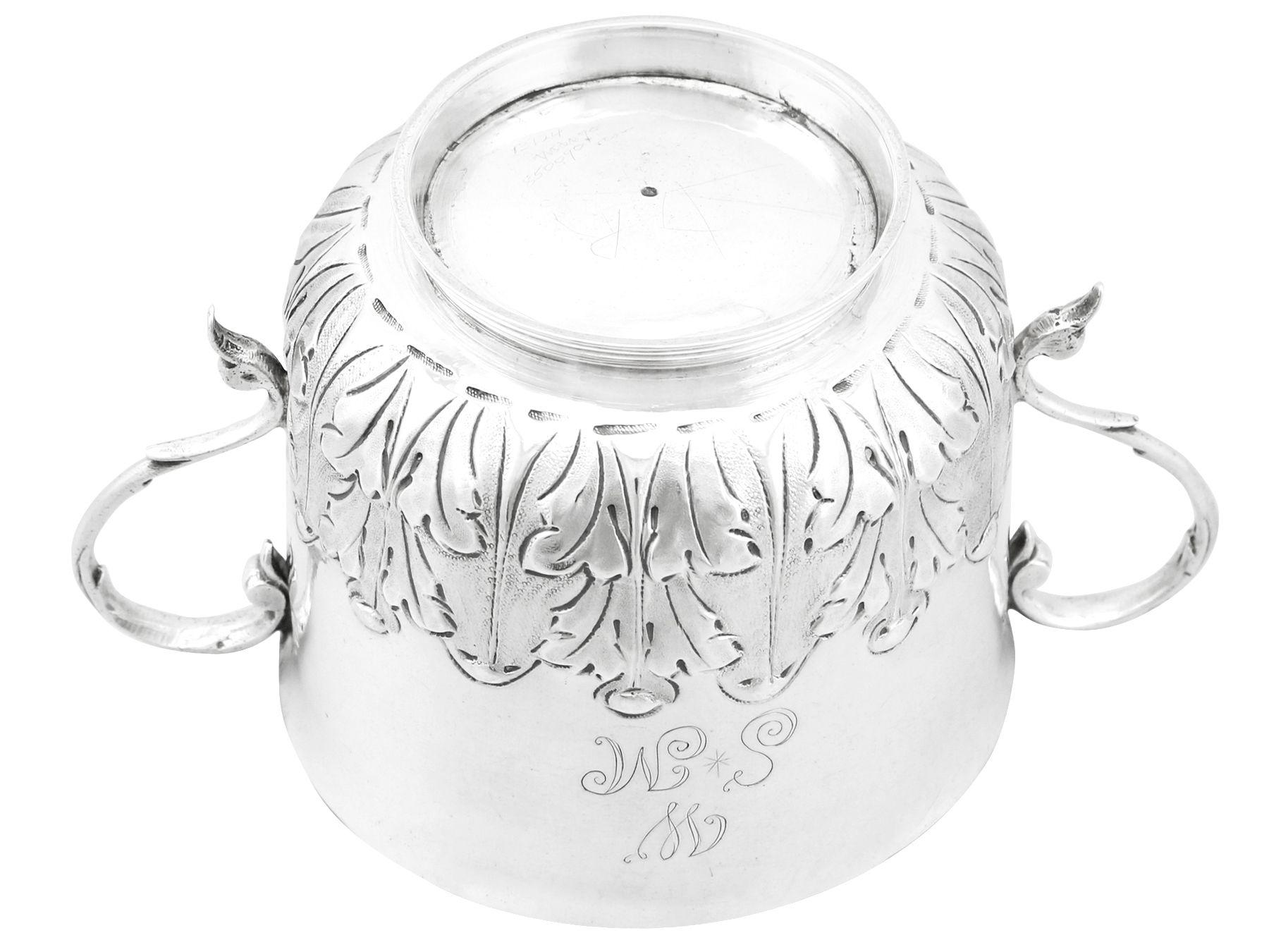 Antique 1689 Sterling Silver Porringer and Cover For Sale 6