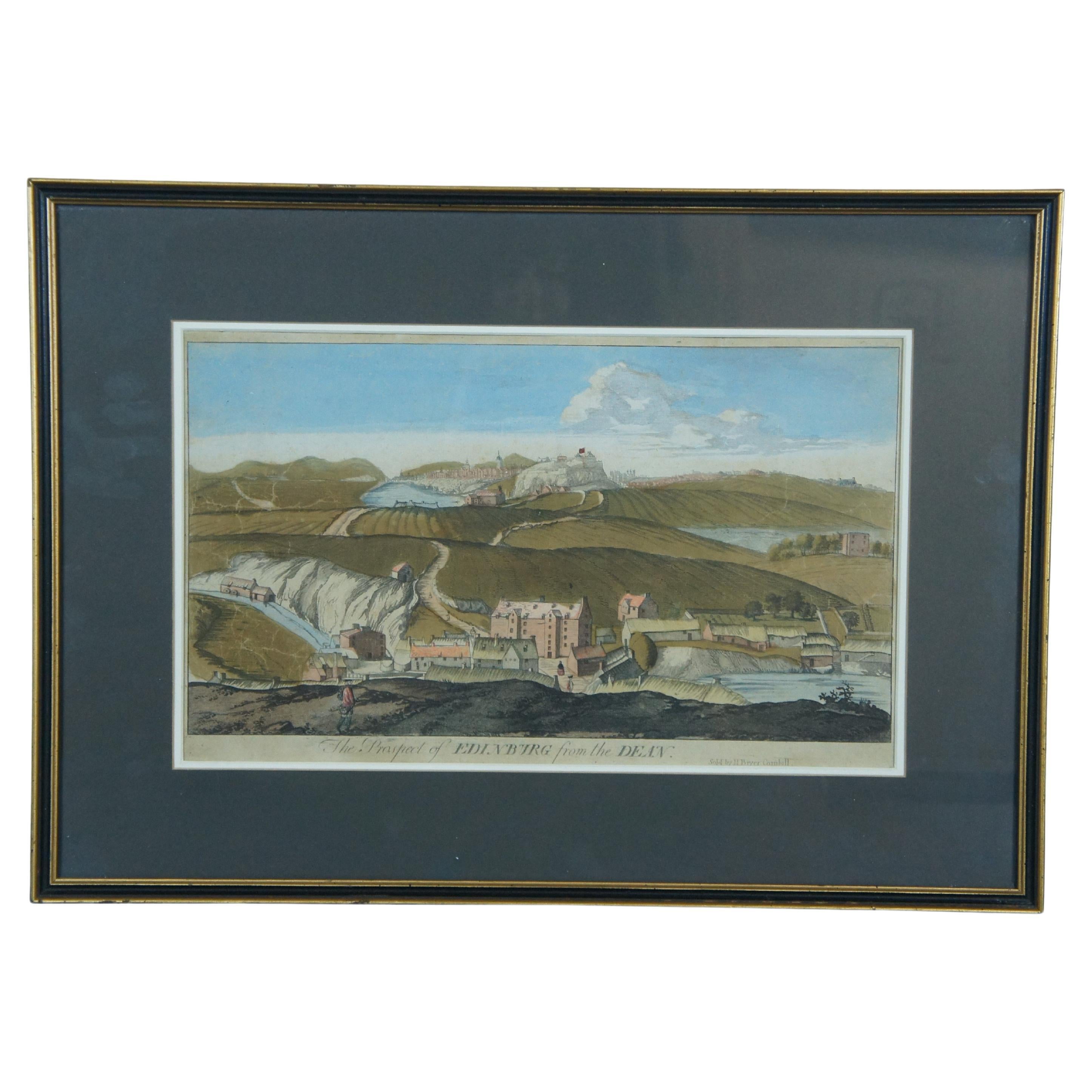 Antique 1693 John Slezer Prospect of Edinburg Dean Landscape Engraving  For Sale