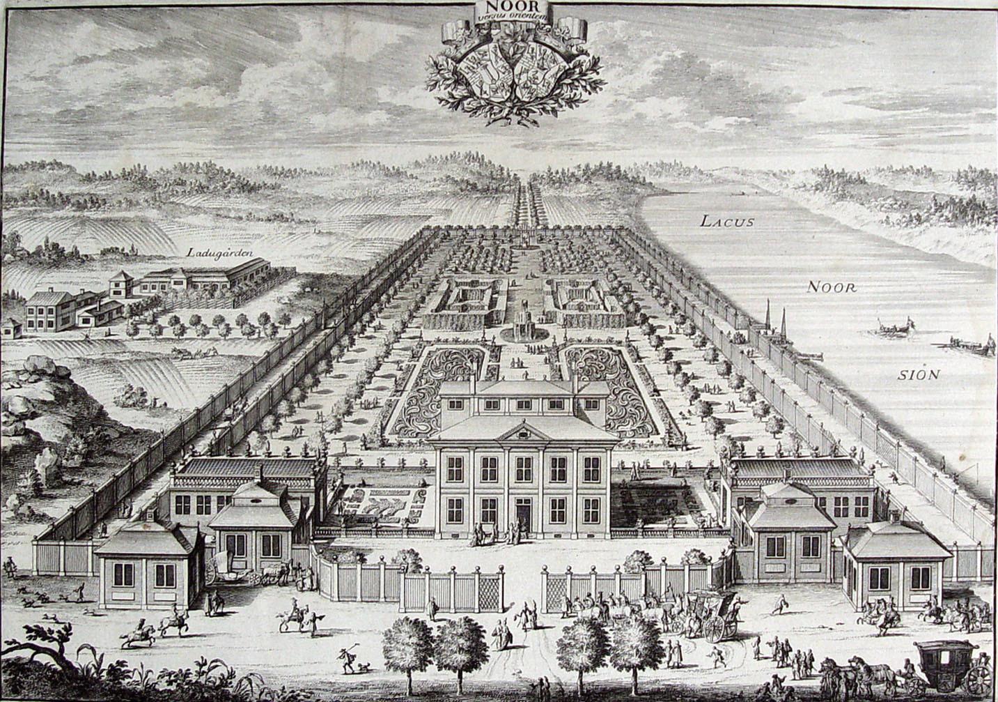 Antike schwedische Barock-Radierungen aus dem Herrenhaus von 1698 - 3er-Set (Schwedisch) im Angebot
