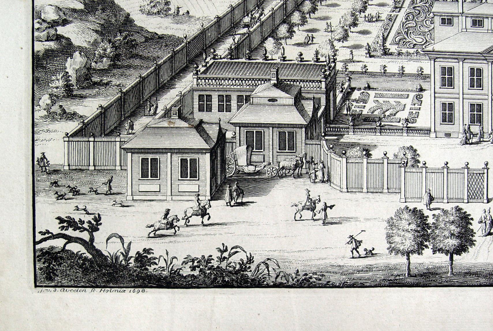 Early 18th Century Antique 1698 Swedish Baroque Manor Estate Etchings - Set of 3 For Sale
