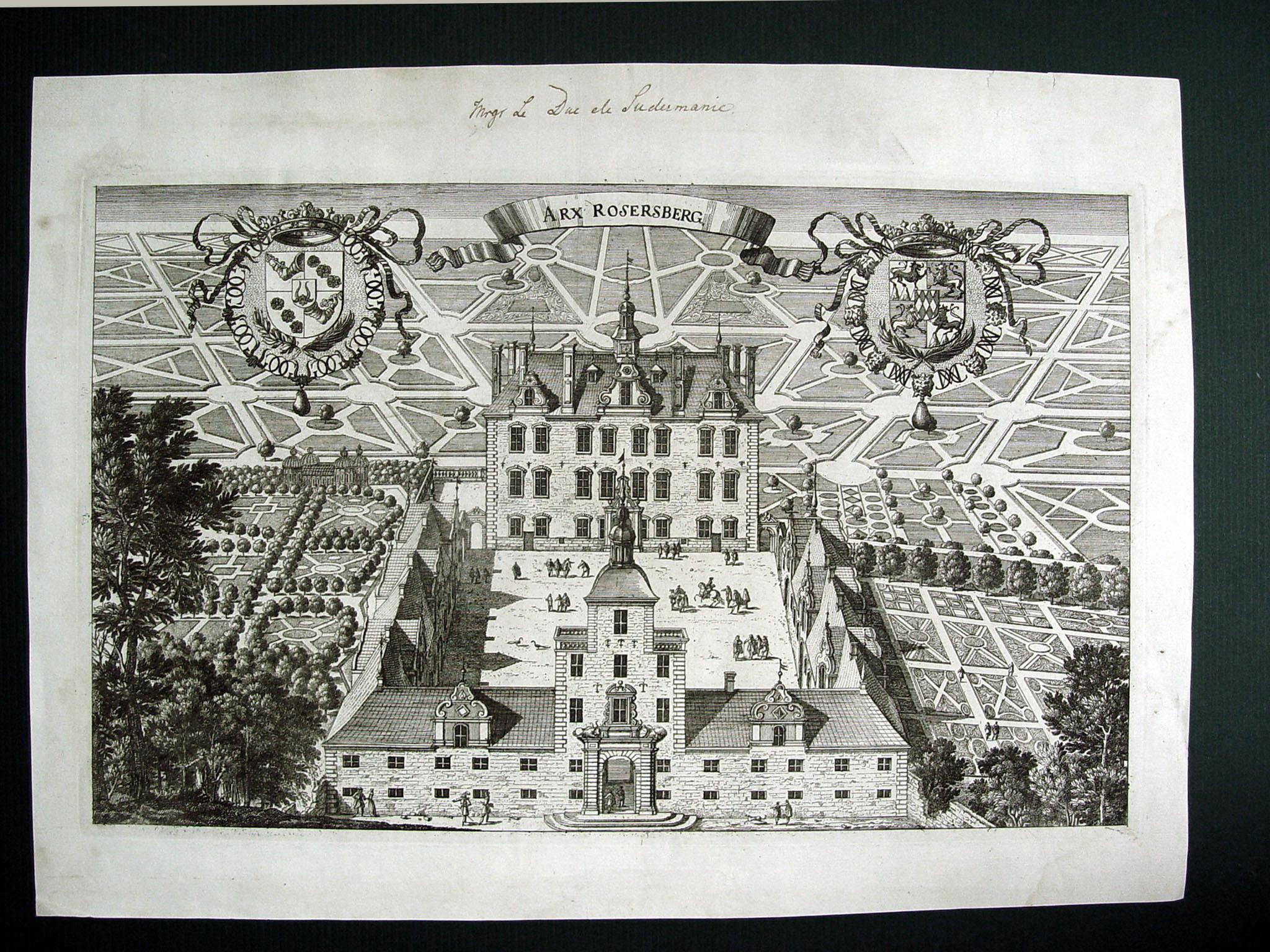 Antike schwedische Barock-Radierungen aus dem Herrenhaus von 1698 - 3er-Set (Frühes 18. Jahrhundert) im Angebot