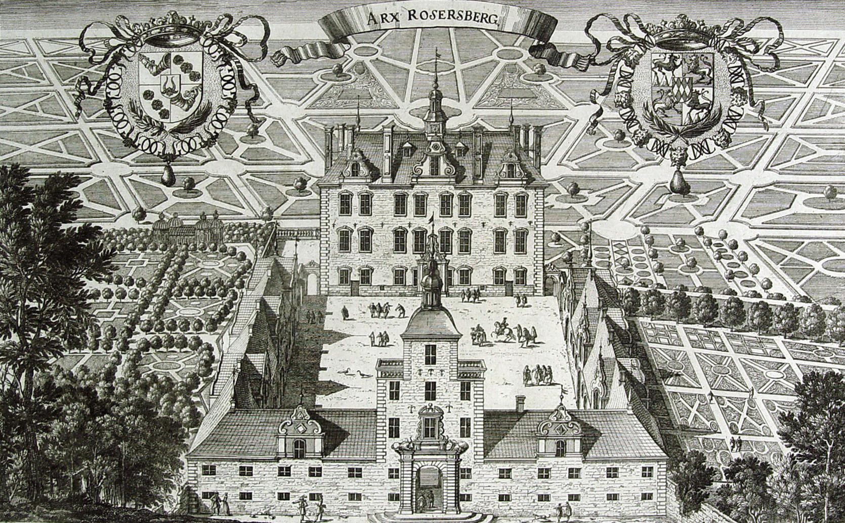 Antike schwedische Barock-Radierungen aus dem Herrenhaus von 1698 - 3er-Set (Papier) im Angebot