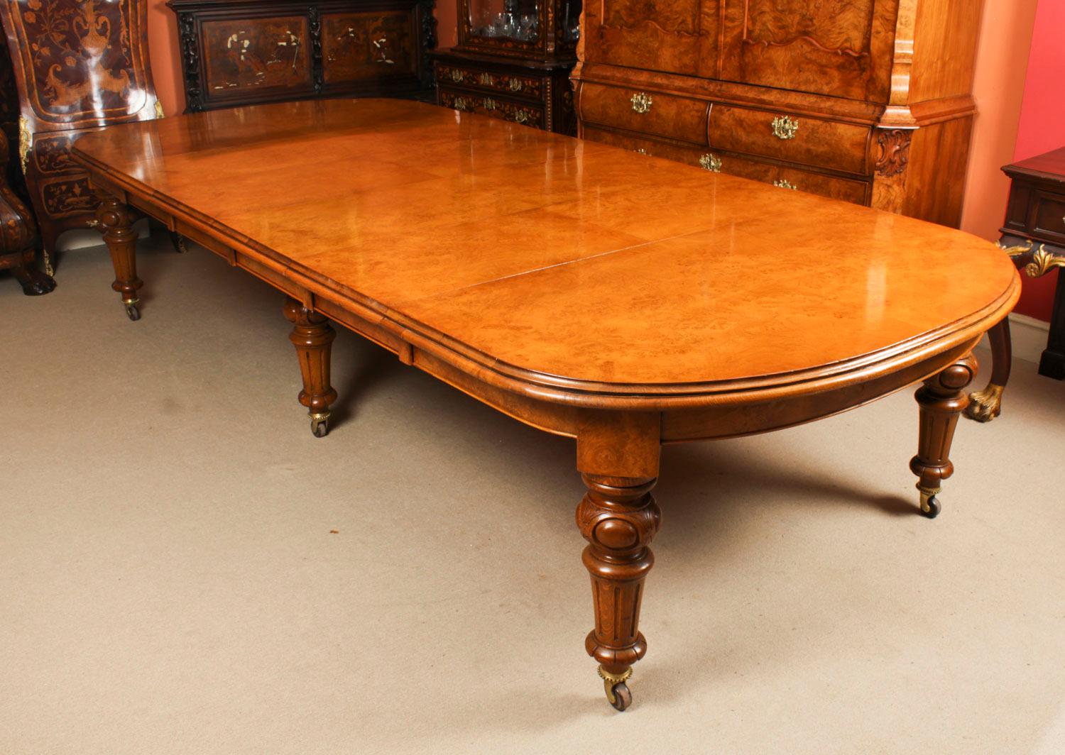 Antique 16ft Pollard Oak Victorian Extending Dining Table and 14 Chairs