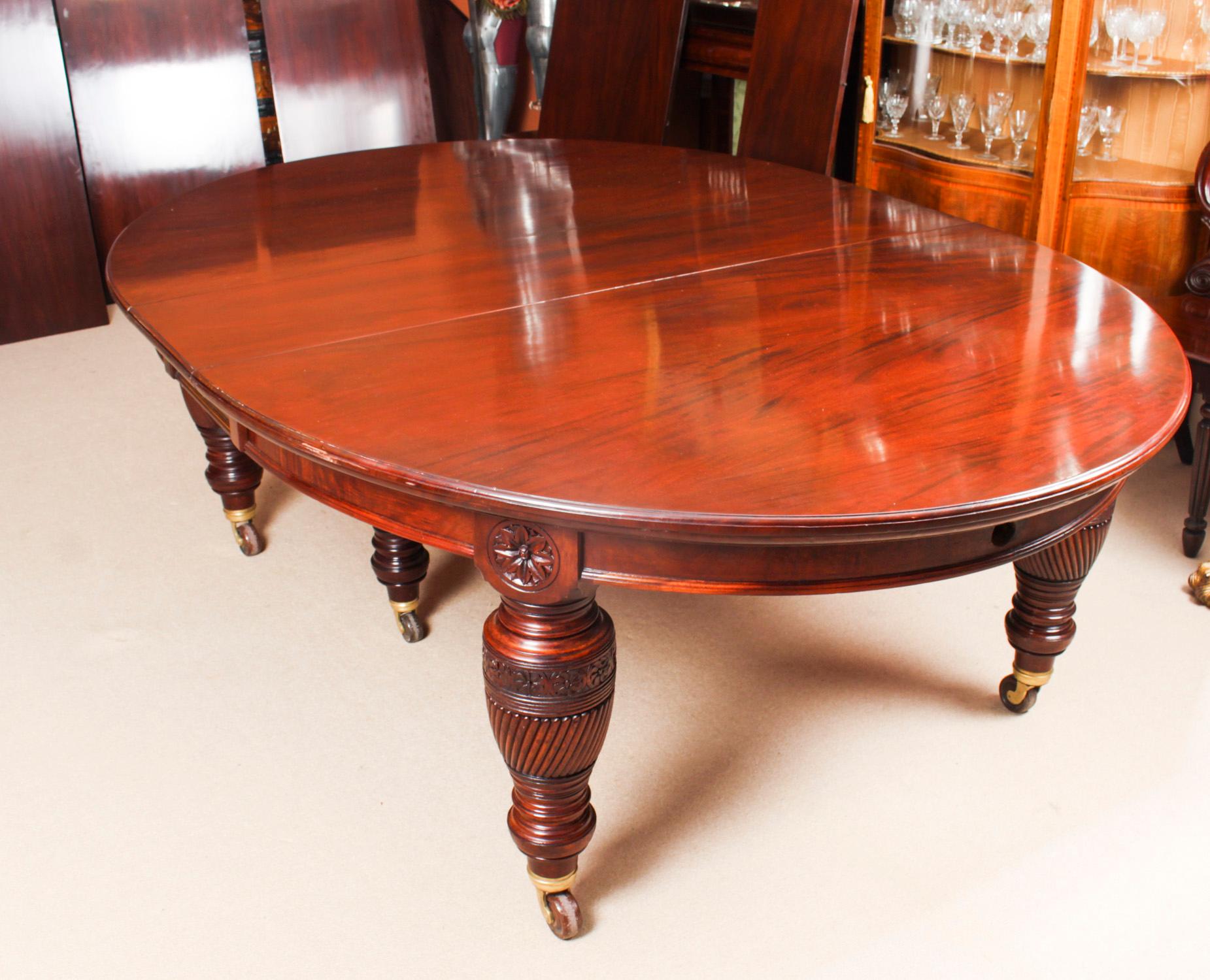 Antique Victorian Flame Mahogany Extending Dining Table 19th C 6