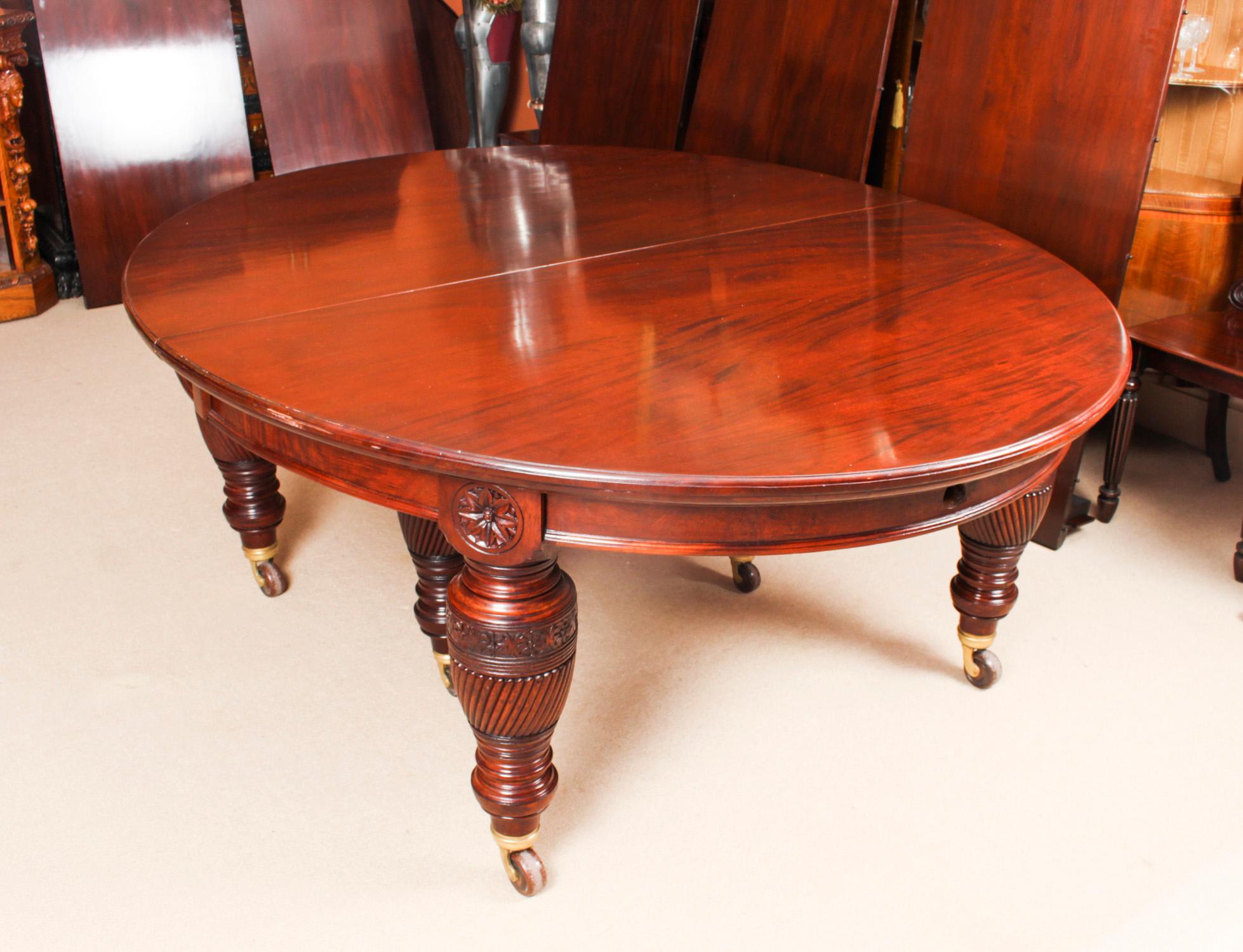 Antique Victorian Flame Mahogany Extending Dining Table 19th C 8