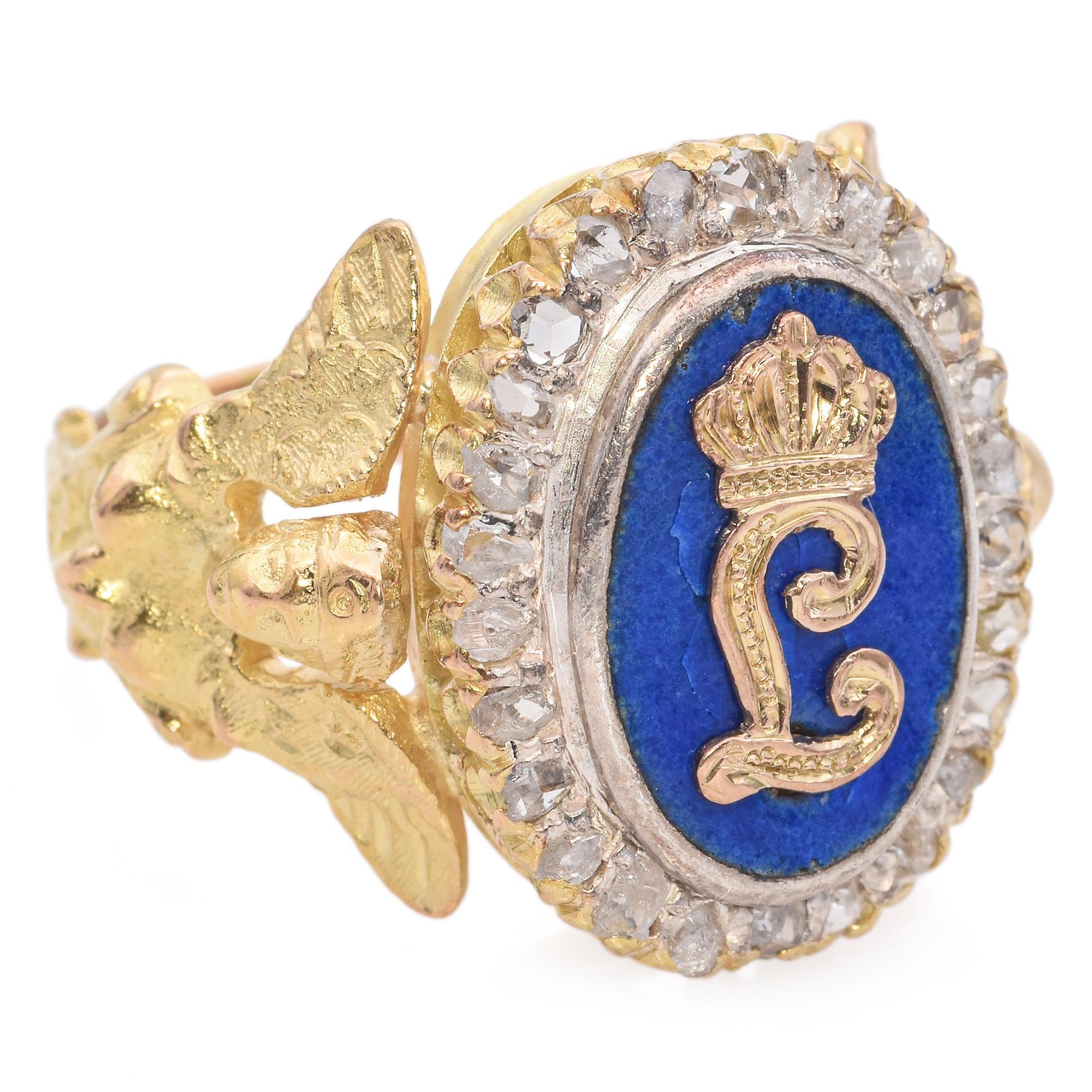 Victorian Antique 16k Yellow Gold and Enamel 