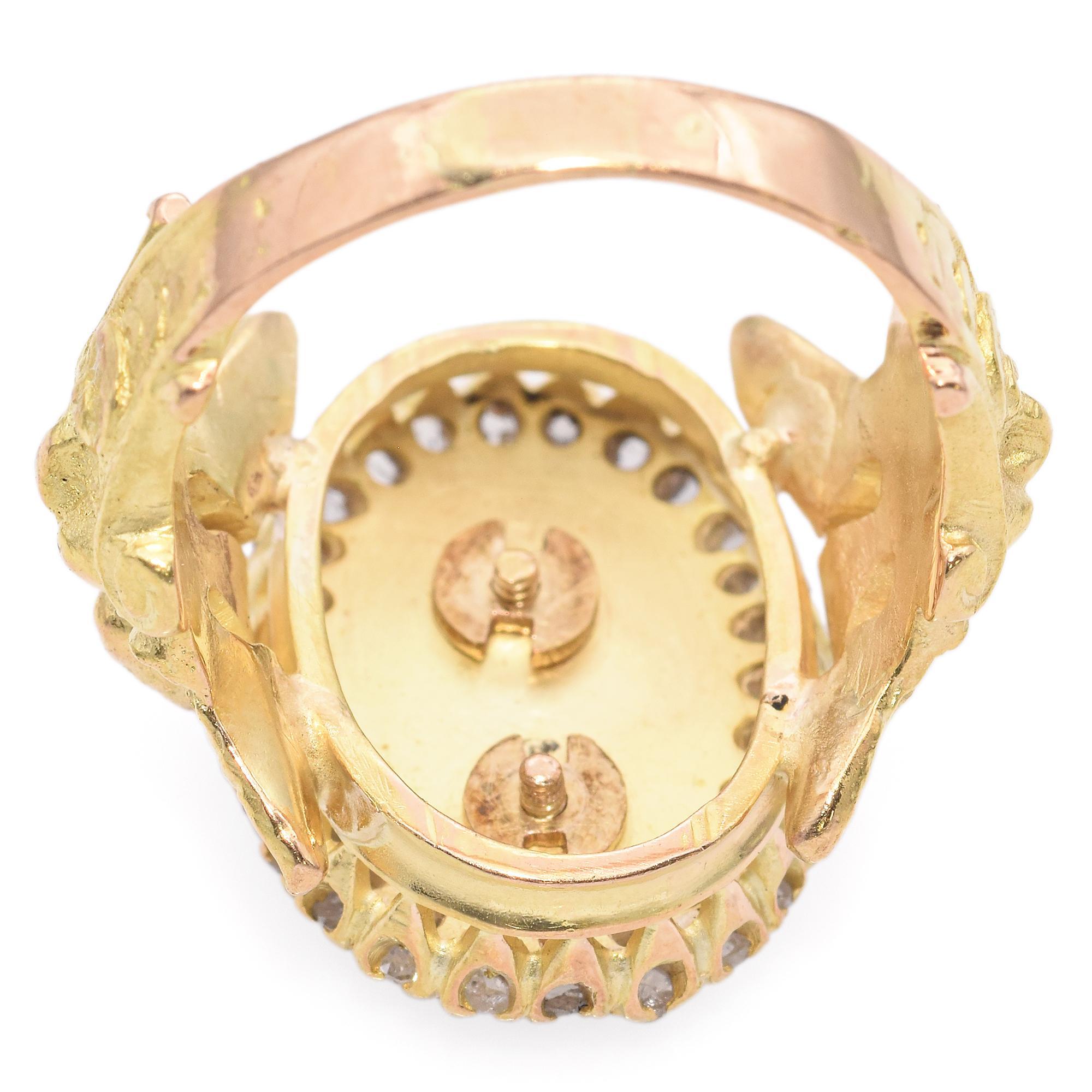 Women's or Men's Antique 16k Yellow Gold and Enamel 