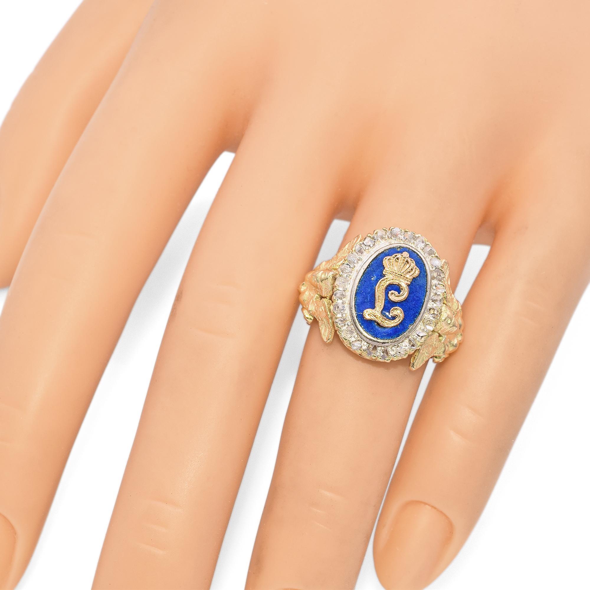 Antique 16k Yellow Gold and Enamel 
