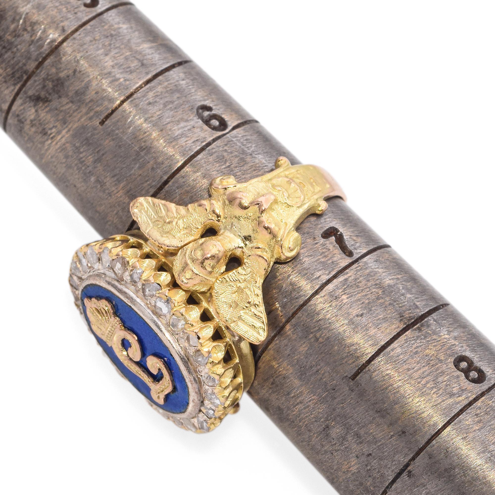 Antique 16k Yellow Gold and Enamel 