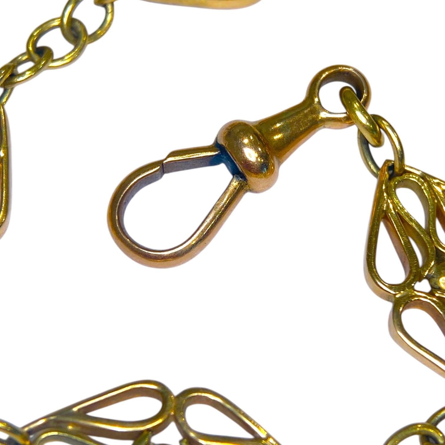 Sautoir en or jaune 16K avec chaîne de montre à maillons Bon état à Henderson, NV