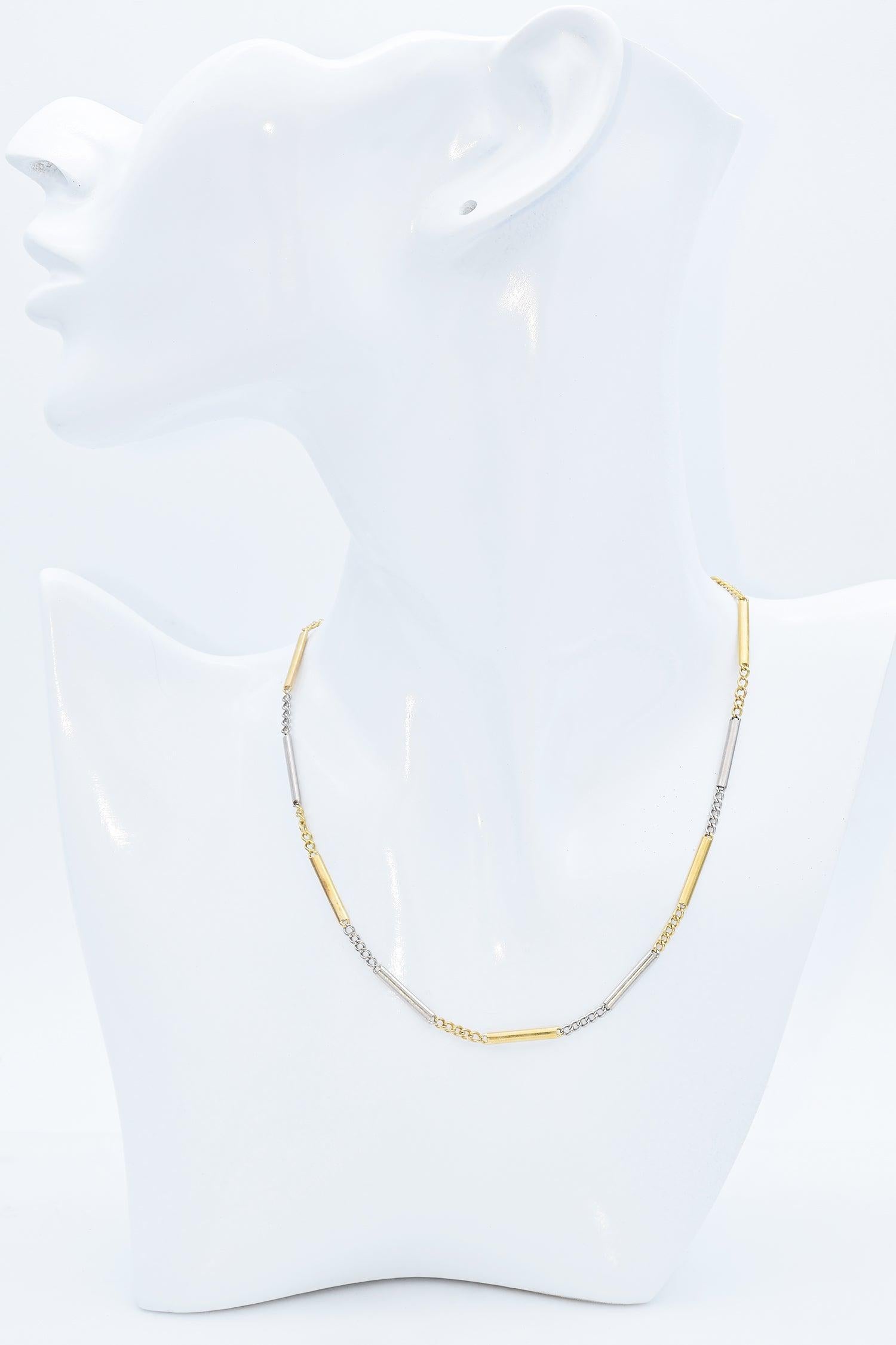 Antique 16K Yellow Gold & Platinum Pocket Watch Chain Necklace 14 Inches In Good Condition For Sale In New York, NY