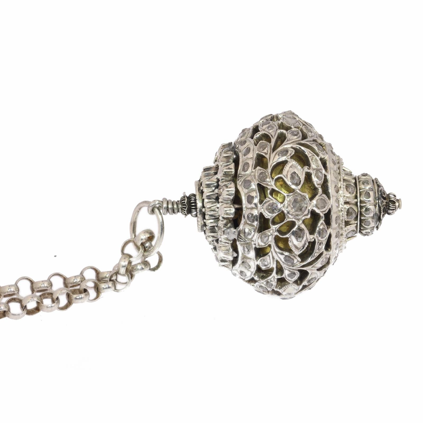 Women's or Men's Antique 16th Century Diamond Embellished Pomander Sphere