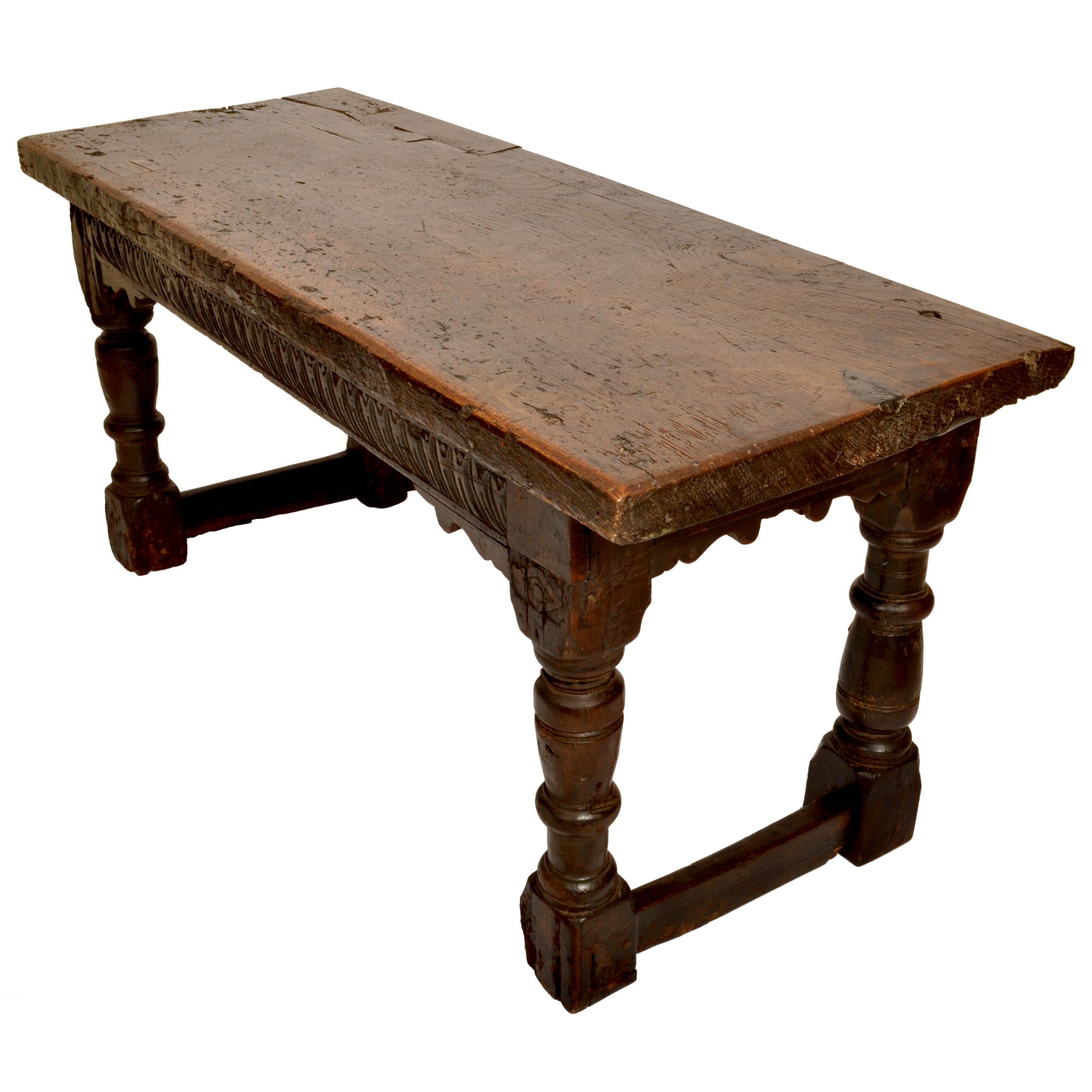 Antique 16th Century Elizabethan Tudor Carved Oak Dining Refectory Table, 1550 2