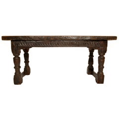 Antique 16th Century Elizabethan Tudor Carved Oak Dining Refectory Table, 1550