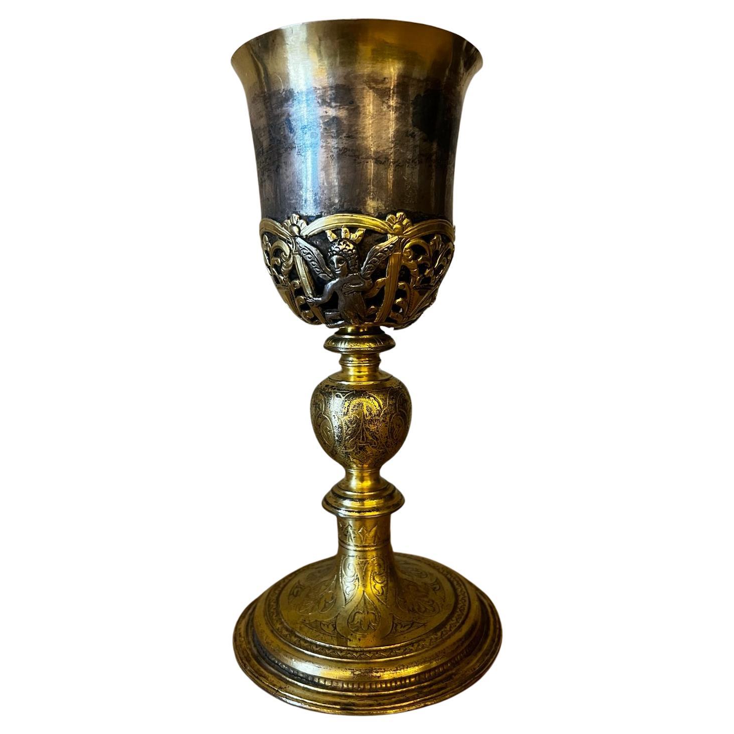 Antique 16th Century German (Augsburg) parcel-gilt Silver-Gold Chalice/Goblet   For Sale