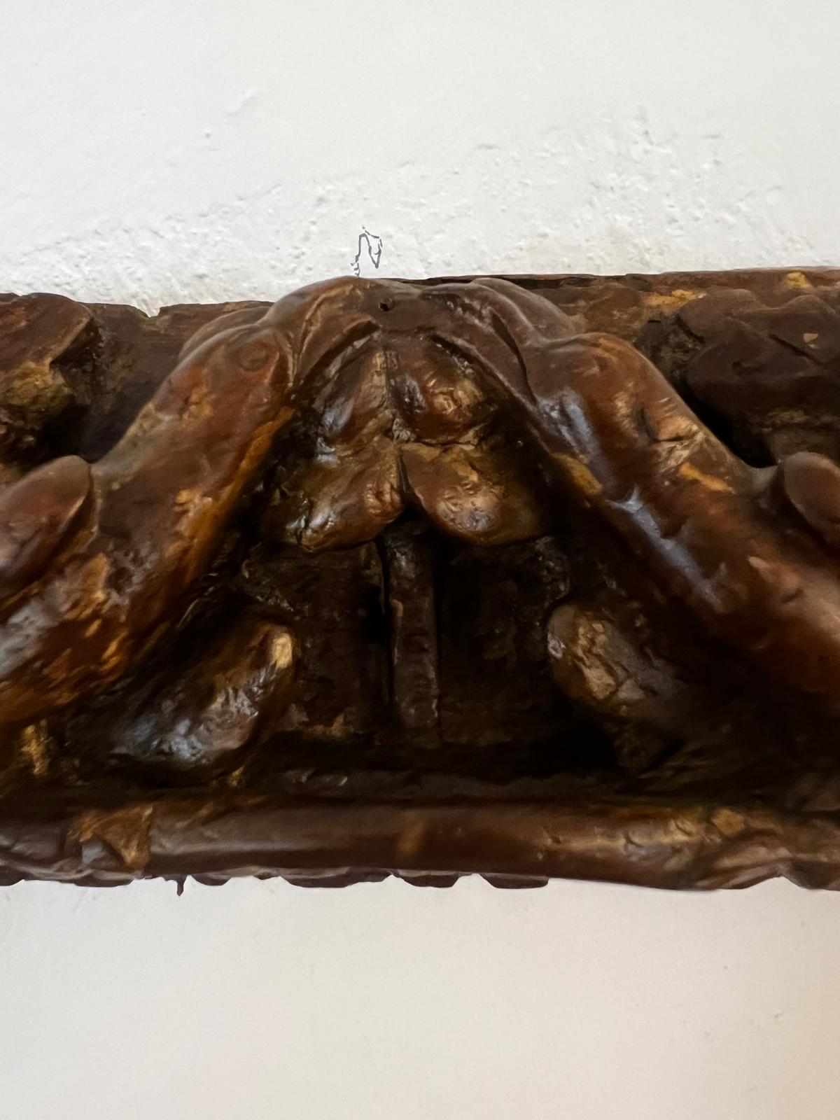 Wood Antique 16th century Rare Venetian Hand-Carved Walnut Polychromed Frame For Sale