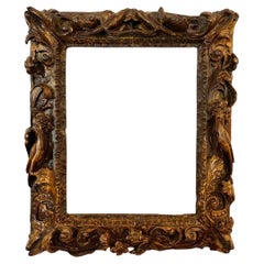 Antique 16th century Rare Venetian Hand-Carved Walnut Polychromed Frame