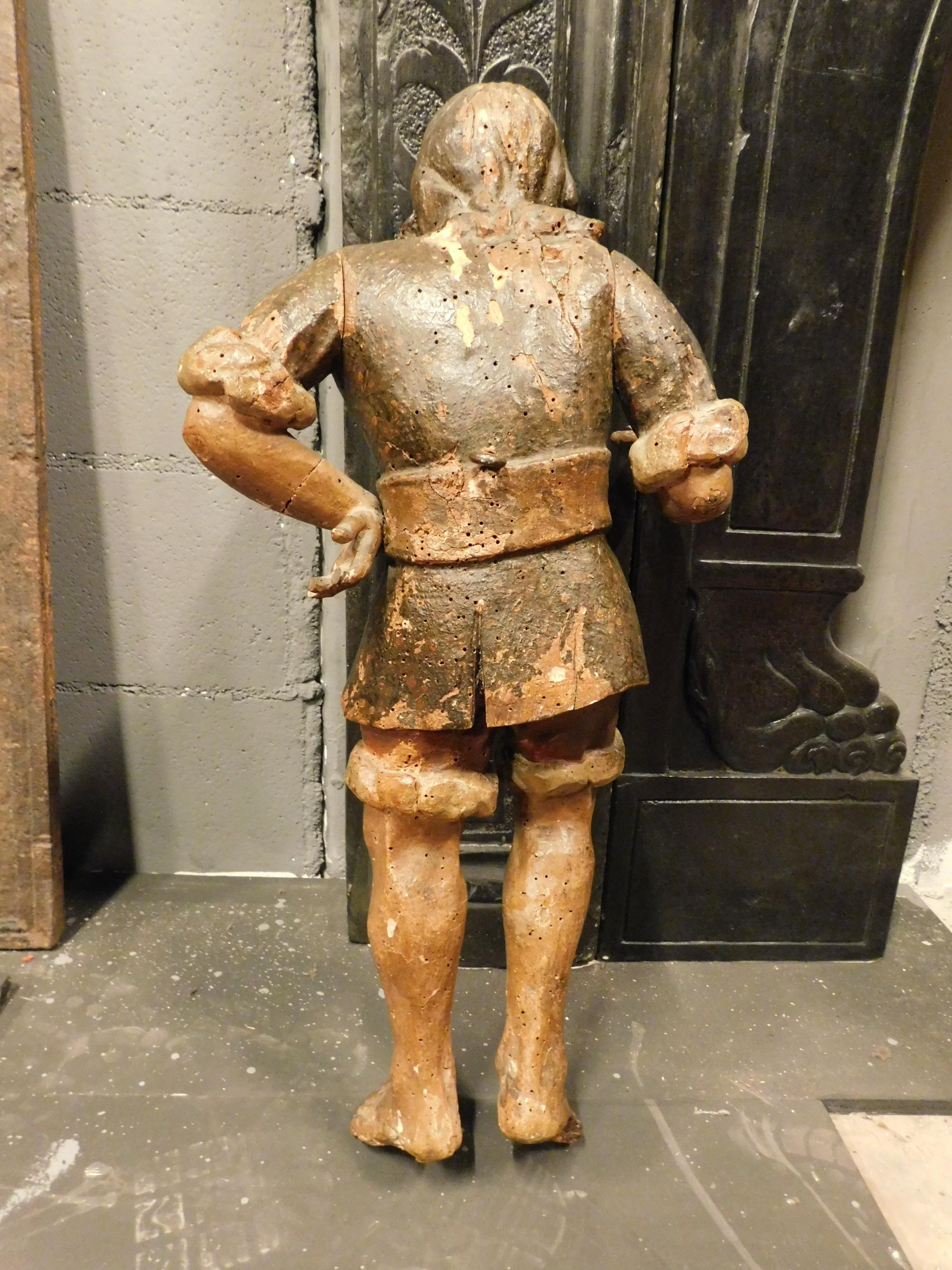 Antique 16th Century Wooden Statue, Historical Figure from Spain 1