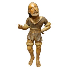 Statue ancienne en bois du 16ème siècle, figure historique d'Espagne