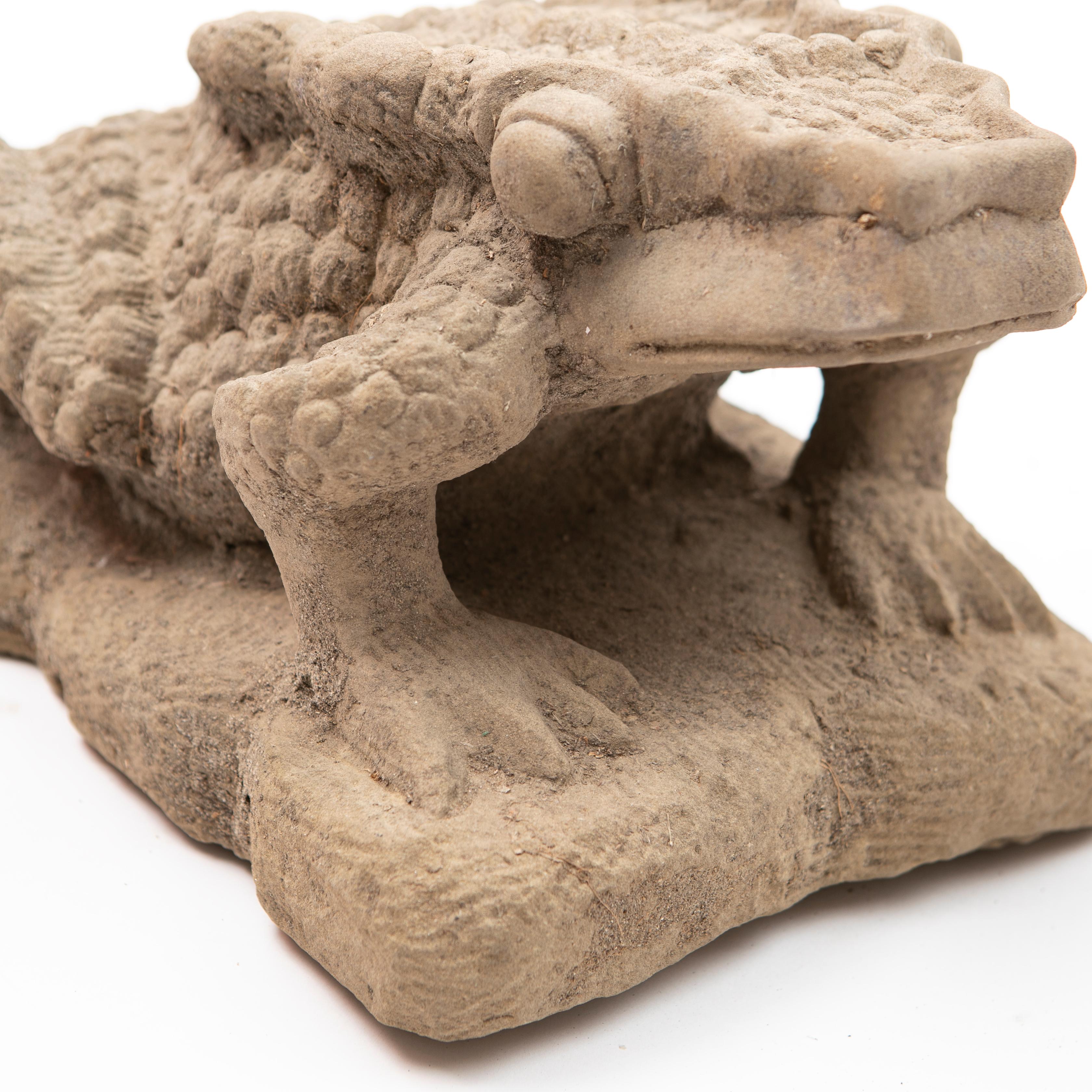 Hand-Carved Antique 17-18th Century Carved Sandstone Sculpture of Frog For Sale