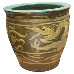 Antique 17" inch Chinese Century Egg Pot Art Pottery Holder Planter