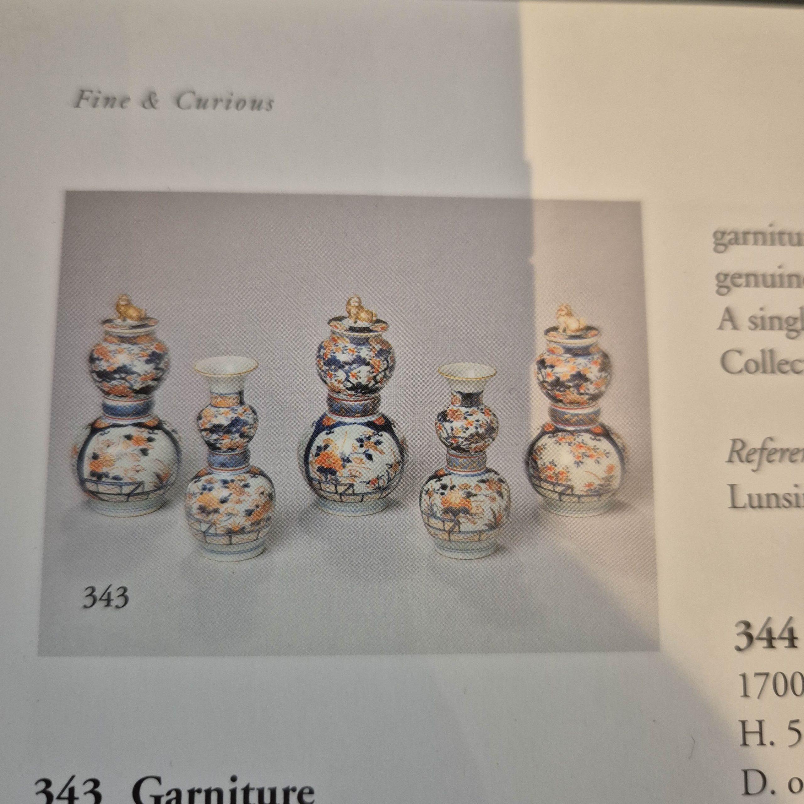 Ancienne 1700-1720 Porcelaine japonaise Imari Edo Garniture Vase Fleurs Shishi en vente 2