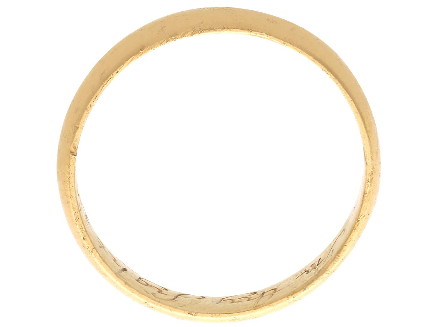 Antique 1700s 22k Yellow Gold Wedding Band In Excellent Condition In Jesmond, Newcastle Upon Tyne