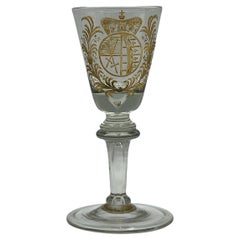 Antique 1700s Wine Glass with Engraving - Coat of arms