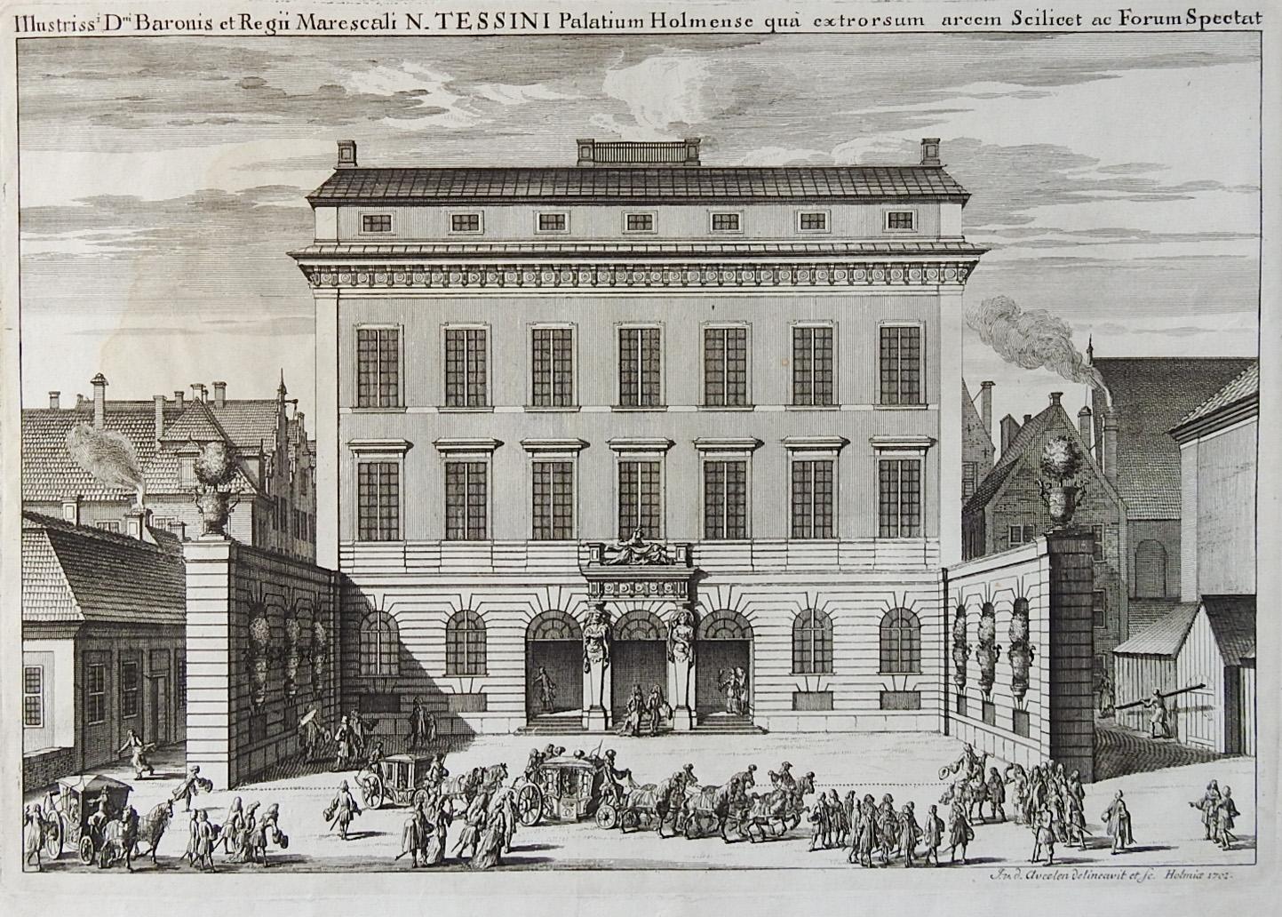 Antike schwedische Barock-Architektur-Radierungen 1702 - 3er-Set im Angebot 1