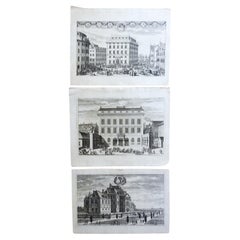 Antique 1702 Swedish Baroque Architectural Etchings - Set of 3