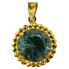 Antique 17.04 Carat Green Peridot Pendant in 22k Gold