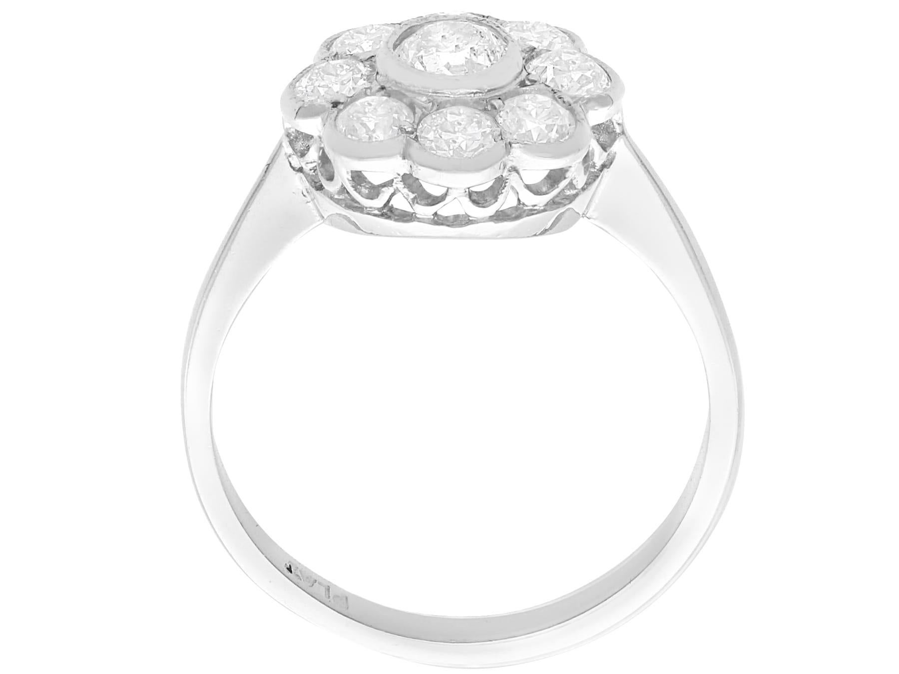 Women's or Men's Antique 1.71 Carat Diamond and Platinum Cluster Ring Circa 1930