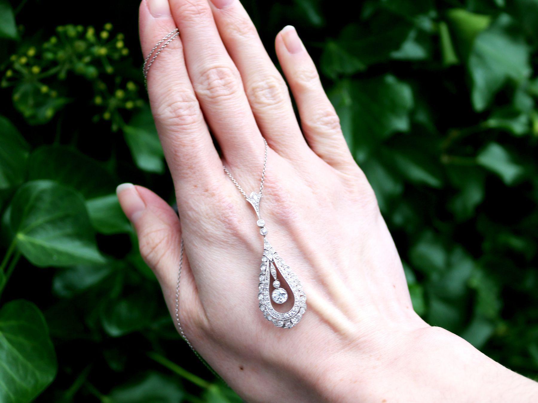 An stunning, fine and impresssive antique 1.71 carat diamond and platinum pendant; part of our diverse antique jewellery and estate jewelry collections.

This stunning antique diamond pendant has been crafted in platinum.

The pierced decorated,