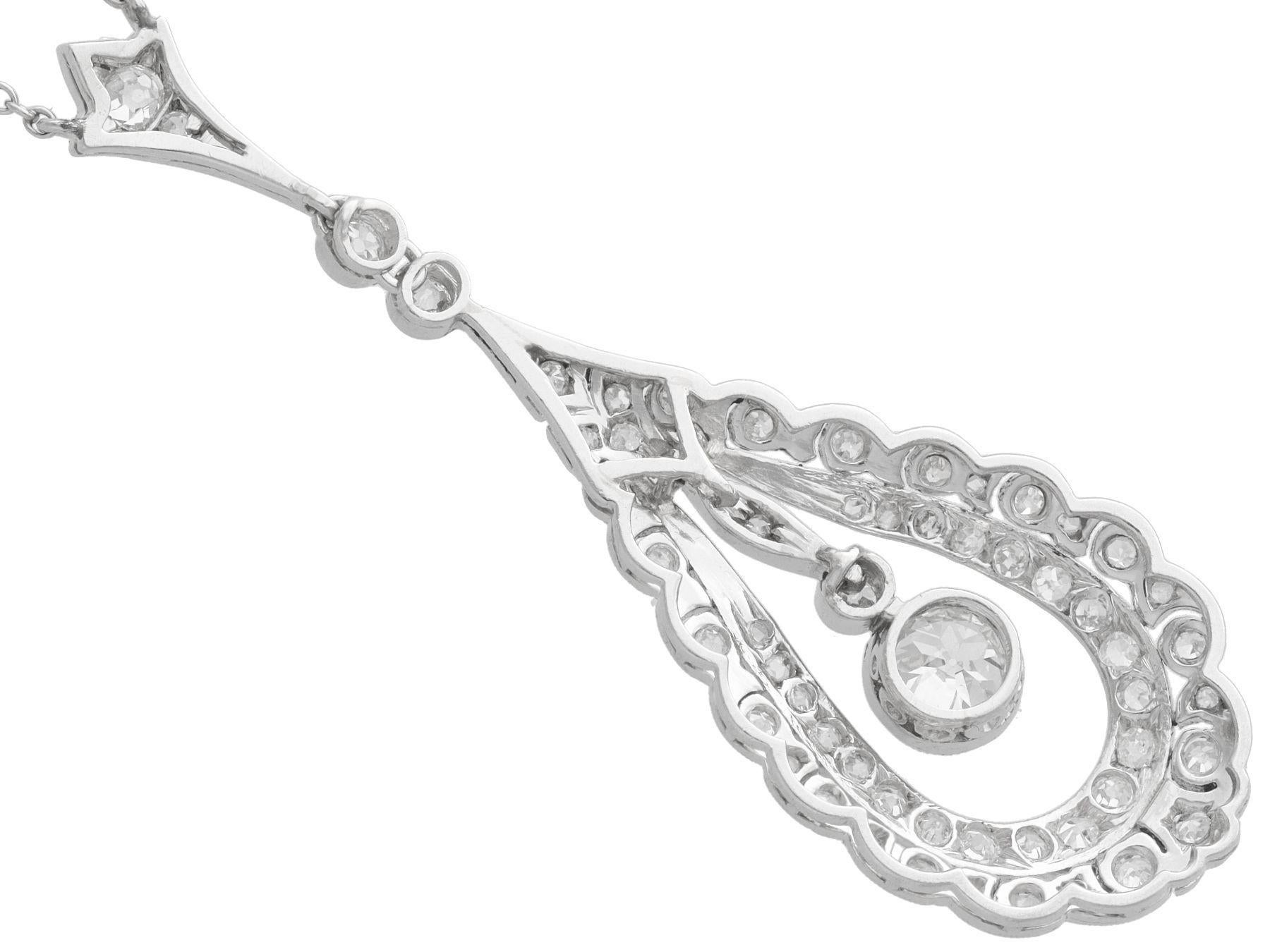 Women's or Men's Antique 1.71 Carat Diamond and Platinum Pendant For Sale