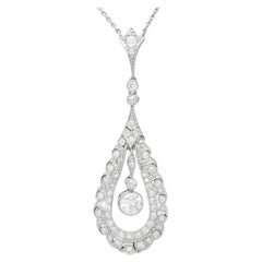 Antique 1.71 Carat Diamond and Platinum Pendant