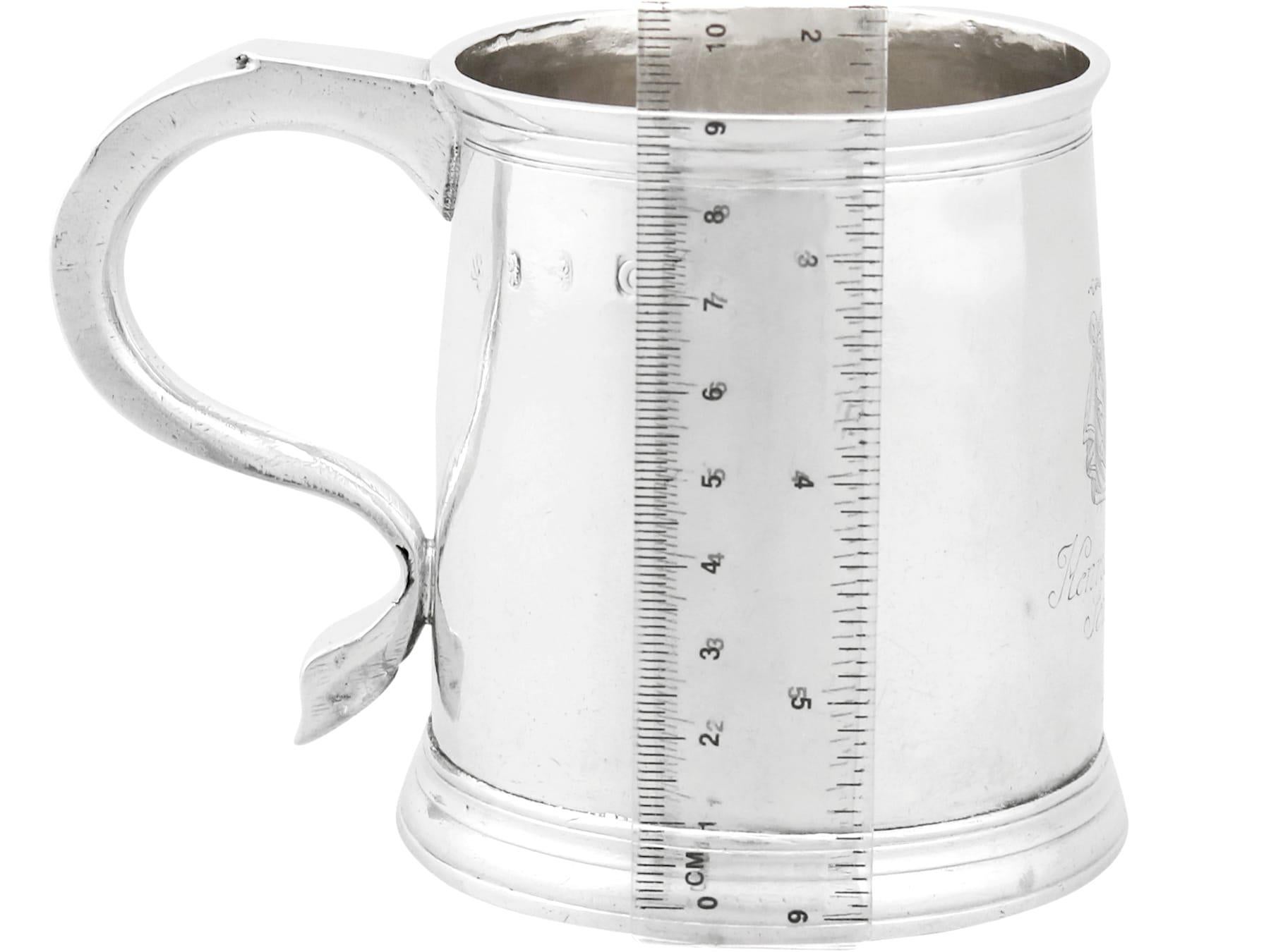 Early 18th Century Antique 1718 Britannia Silver Mug with London Hallmarks For Sale