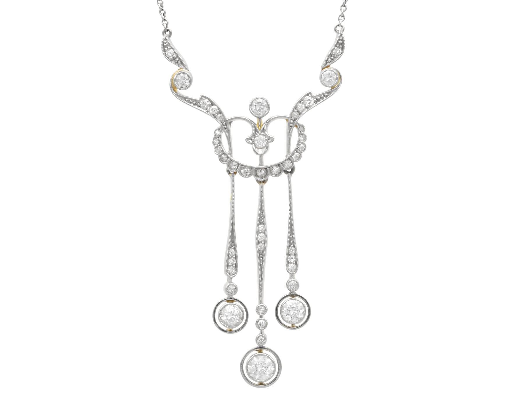 A stunning antique 1.71 carat diamond and 18 carat yellow gold, platinum set pendant; part of our diverse antique jewellery and estate jewelry collections

This stunning, fine and impressive antique 1920's diamond drop necklace has been crafted in