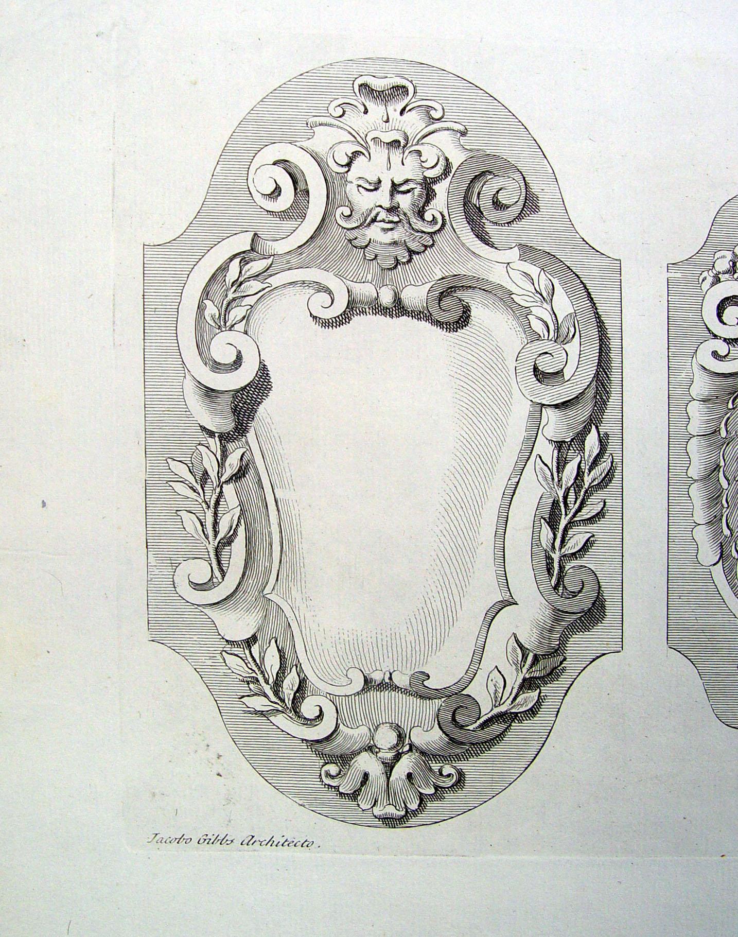 Baroque Antique 1728 Gibbs Architectural Ornament Engraving