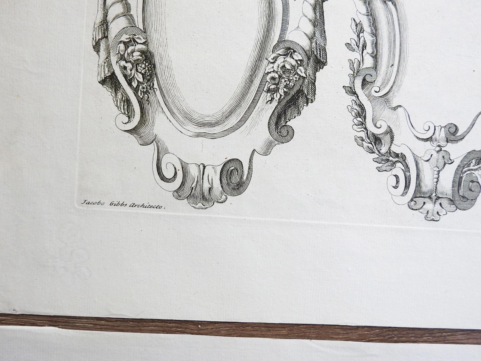 Antike 1728 James Gibbs Architectural Ornament Stiche - Satz von 3 (18. Jahrhundert) im Angebot