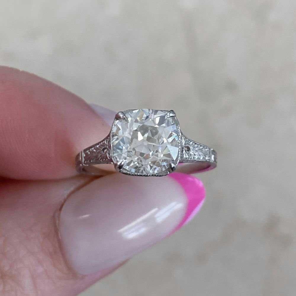 Antique 1.72ct Old European Cut Diamond Engagement Ring, Platinum For Sale 5