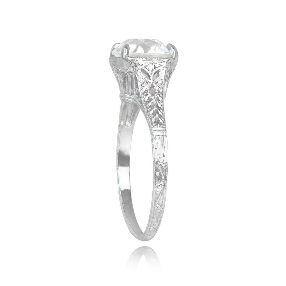 Art Deco Antique 1.72ct Old European Cut Diamond Engagement Ring, Platinum For Sale