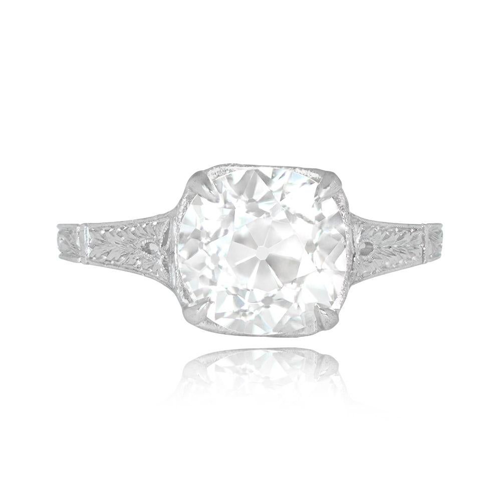 Antique 1.72ct Old European Cut Diamond Engagement Ring, Platinum In Excellent Condition For Sale In New York, NY