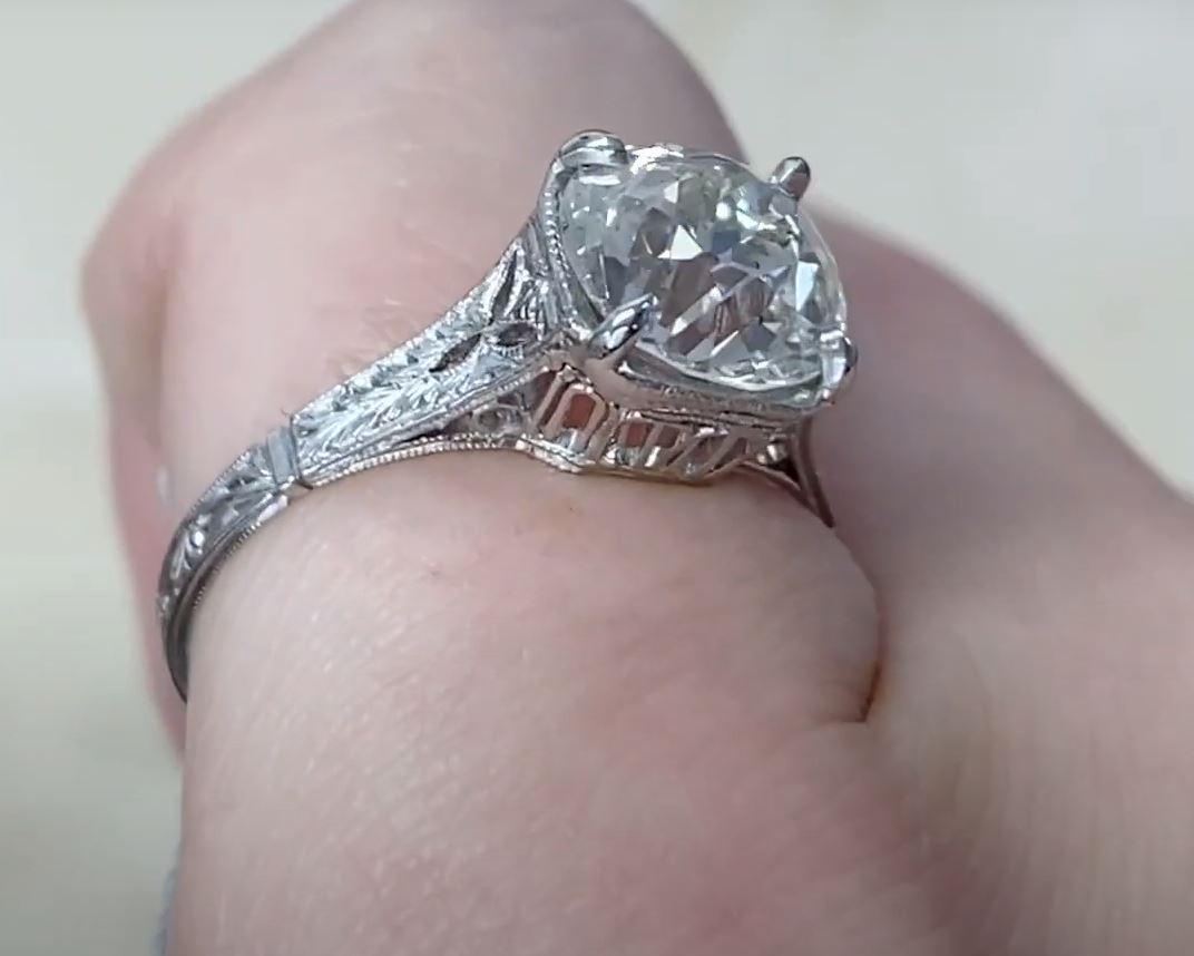 Antique 1.72ct Old European Cut Diamond Engagement Ring, Platinum For Sale 1
