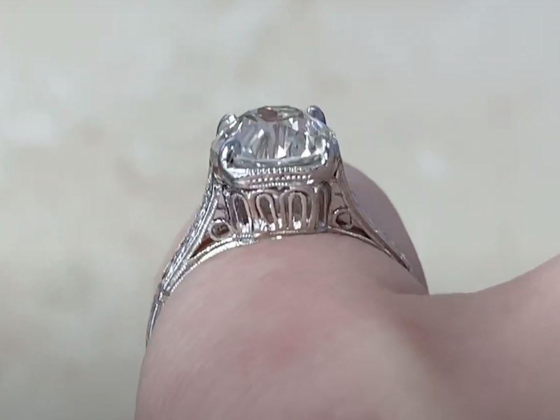 Antique 1.72ct Old European Cut Diamond Engagement Ring, Platinum For Sale 3