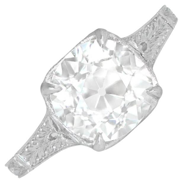 Antique 1.72ct Old European Cut Diamond Engagement Ring, Platinum For Sale