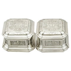 Antique 1733 George II Sterling Silver Toilet Boxes