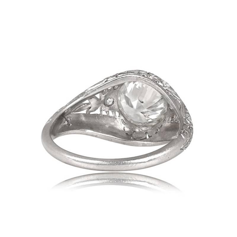 Art Deco Antique 1.73ct Old European Cut Diamond Engagement Ring, VS1 Clarity, Platinum